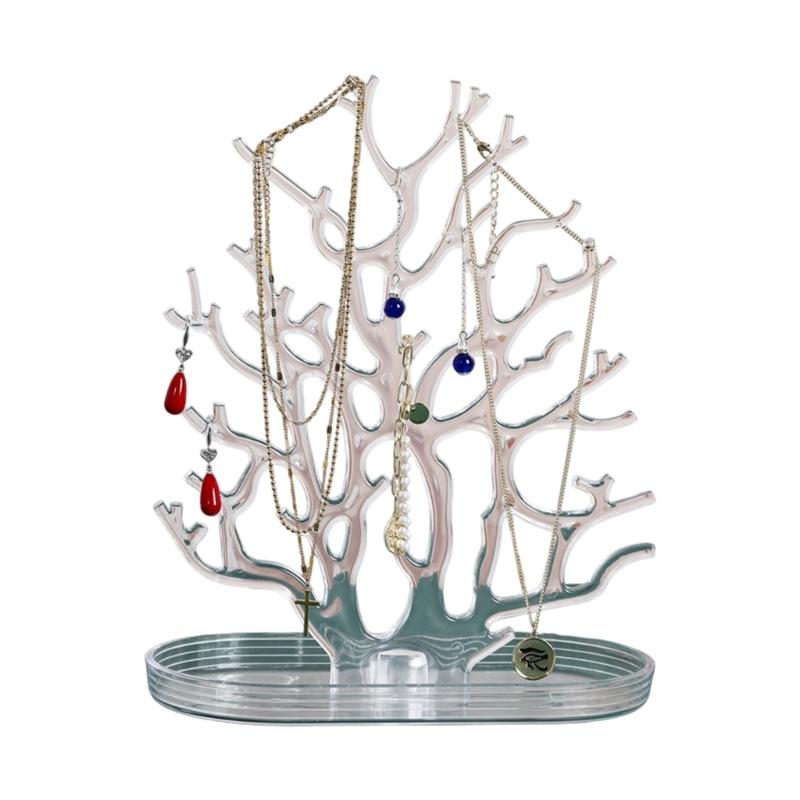 Multi Level Jewelry Tree Organizers Plastic Display Holder For Home Store Decoration Compact Design Easy Assembly Space Saving