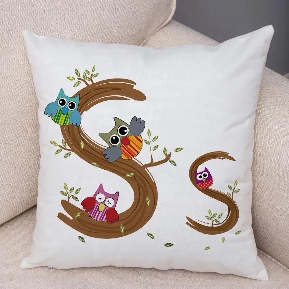 Owl Letter Decorative Pillowcase Car Ornaments Office Living Room Sofa Home Pillowcase