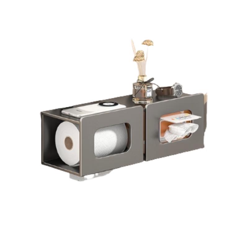 Bathroom Wall-Mounted Tissue Box Holder with Shelf