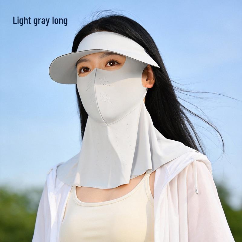 Women's Detachable Brim Sun Protection Face Mask, Ice Silk UV Shield, Full Face and Neck Coverage, Breathable Summer Facekini.