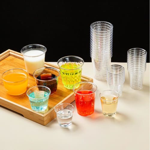 Disposable Cups, 30ml/50ml, for Tasting, Shots, and Other Drinks, Made of Clear Hard Plastic, High-Temperature and Thick, for Tea, Tea, and Other Drin