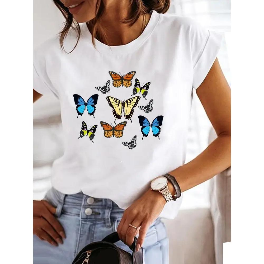 2025 Summer Women Clothes Style Trend Print T-shirt Fashion Short Sleeve Cute Casual Clothing