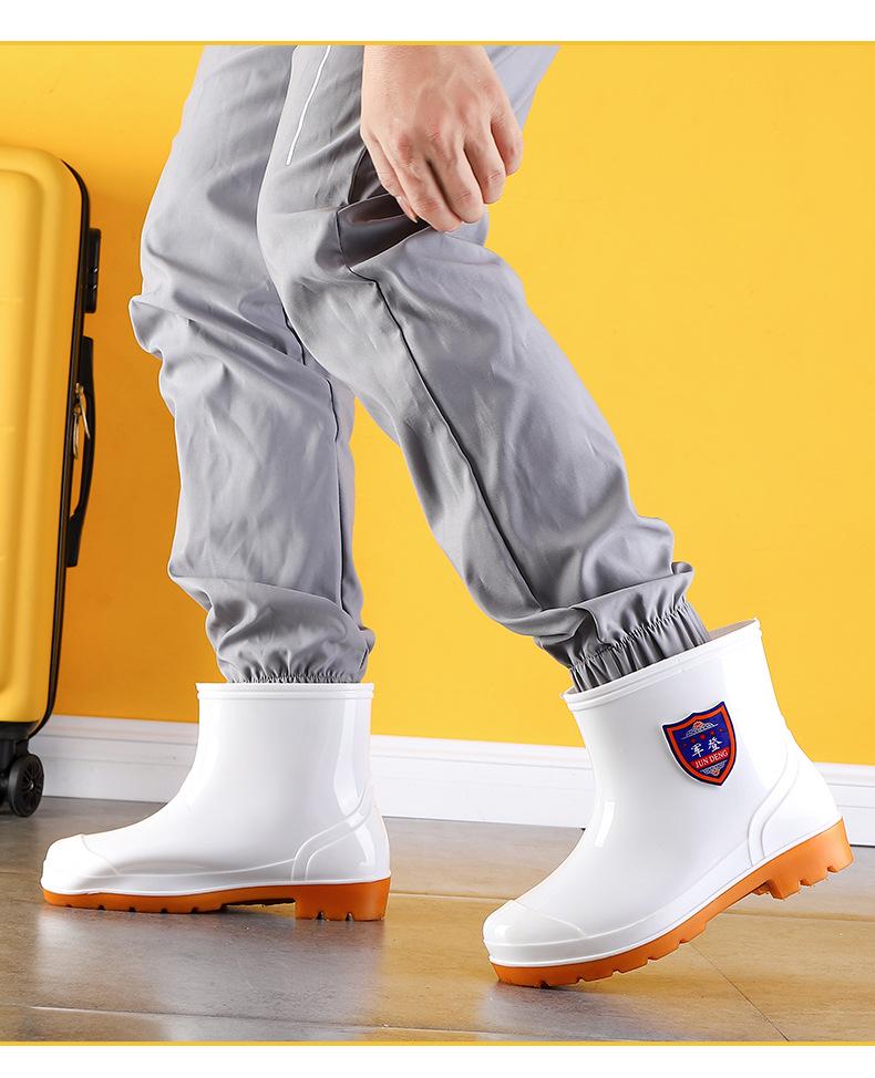 Military-Style Non-Slip White Rubber Boots for Men and Women - Thickened Wading Work Shoes