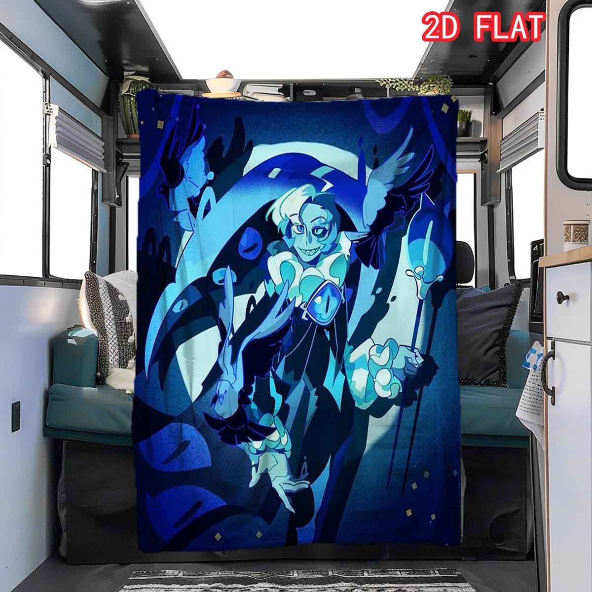 

Cookie Run Kingdom Shadow Milk Cookie Flannel Blanket, Purple Magical Wizard Starry Background Cozy Throw 80cm x 120cm