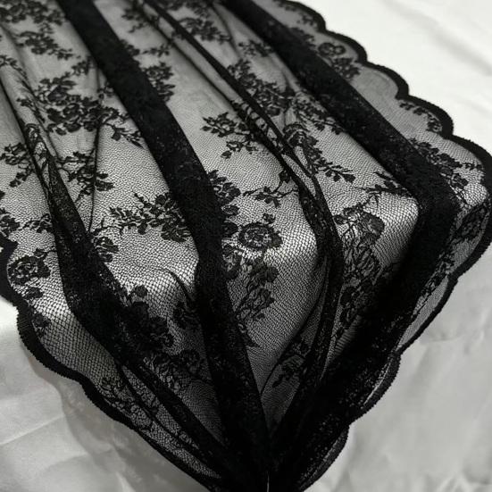 Yousheng French Lace Table Runner, Black & White Vintage Lace Runner for Coffee Table, Shoe Cabinet, Dining Table, Long Rectangular