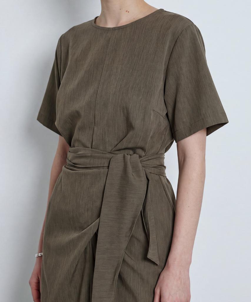 Non And Non [Cool Touch.Ver] Drape Waist Long Dress_Nhon6538 (Khaki)