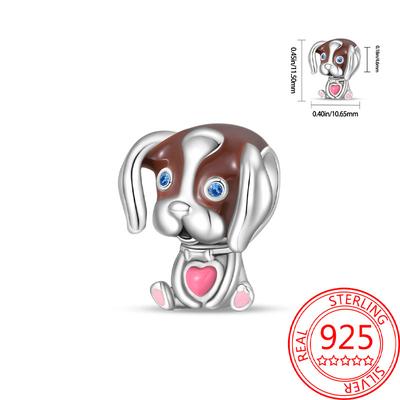 Original Copper Charms Luxury Cute Dog Pink Heart Beads Fit Bracelet Diy Women Making Delicate Gift