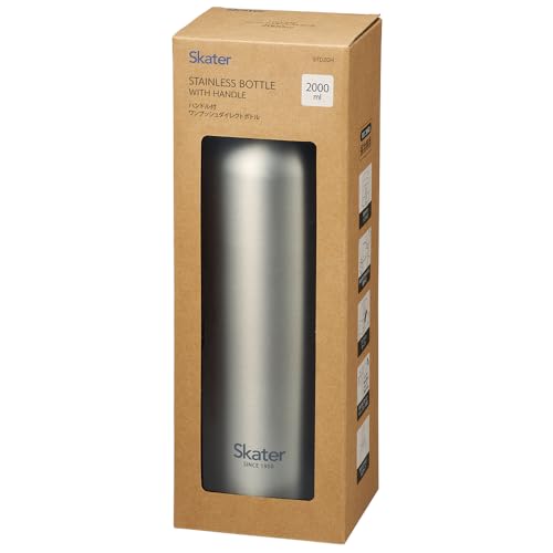 Skater Direct Drinking Stainless Steel Water Bottle with Handle 2L Large Capacity One Push Type Silver 2000ml Double Vacuum Thermos STD20H-A