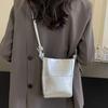 Mobile phone bag Mini small bag Women's 2025 new summer high-end silver messenger bucket bag Versatile shoulder bag
