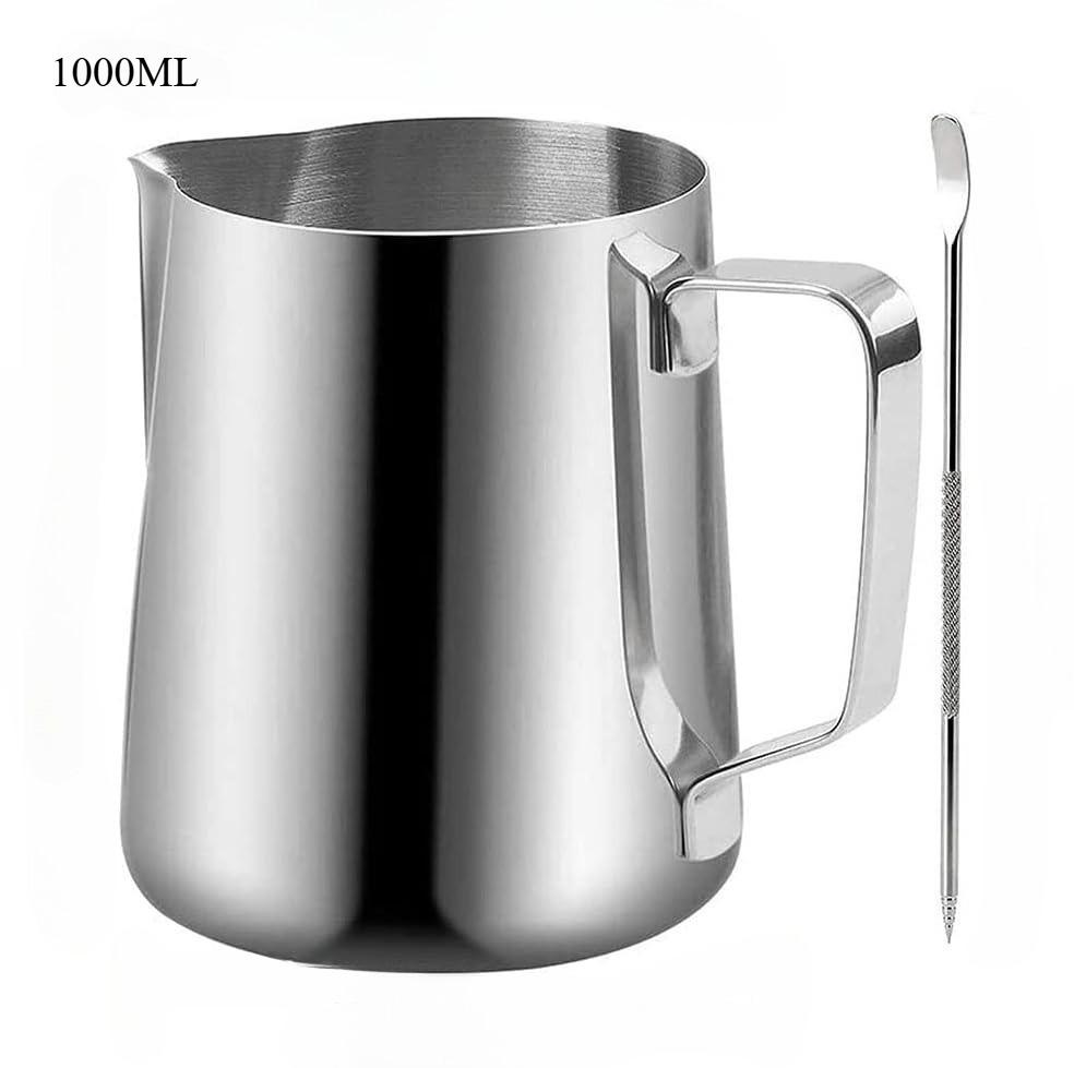 Milk Frothing Pitcher Espresso Steaming Pitchers Stainless Steel Frother cup with Decorating Art Pen,Coffee Cappuccino Latte Art
