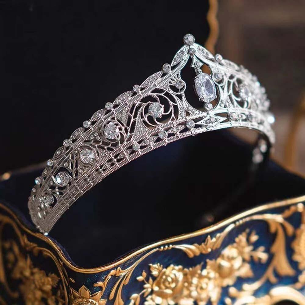 Vintage Crown Hair Accessory Elegant Princess Rhinestone Tiara Exquisite Bride Silver Crown  Party