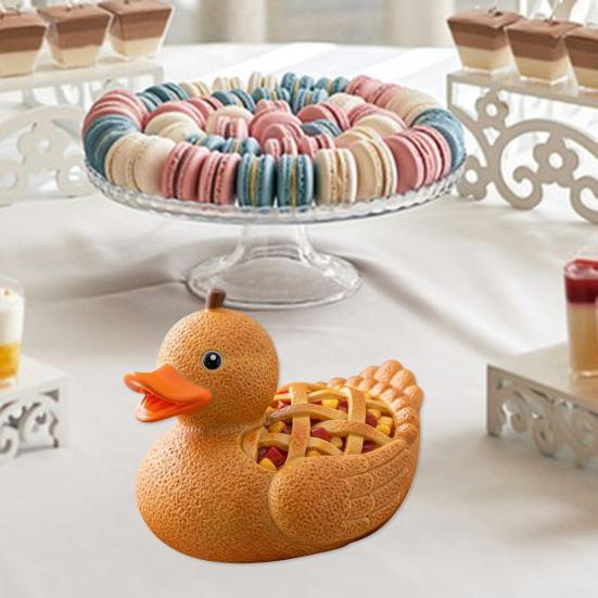 Dessert Duck Figurine Cartoon Duck Statue Vinyl Animal Sculpture Home Office Desktop Bookshelf Decoration Ornament