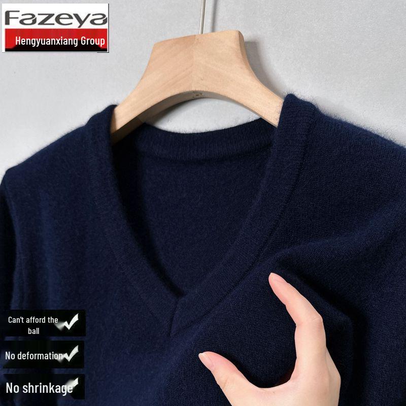 

Hengyuanxiang Men s Thick Long-Sleeve V-Neck Knitted Argyle Sweater 4XL for 180-200 jin