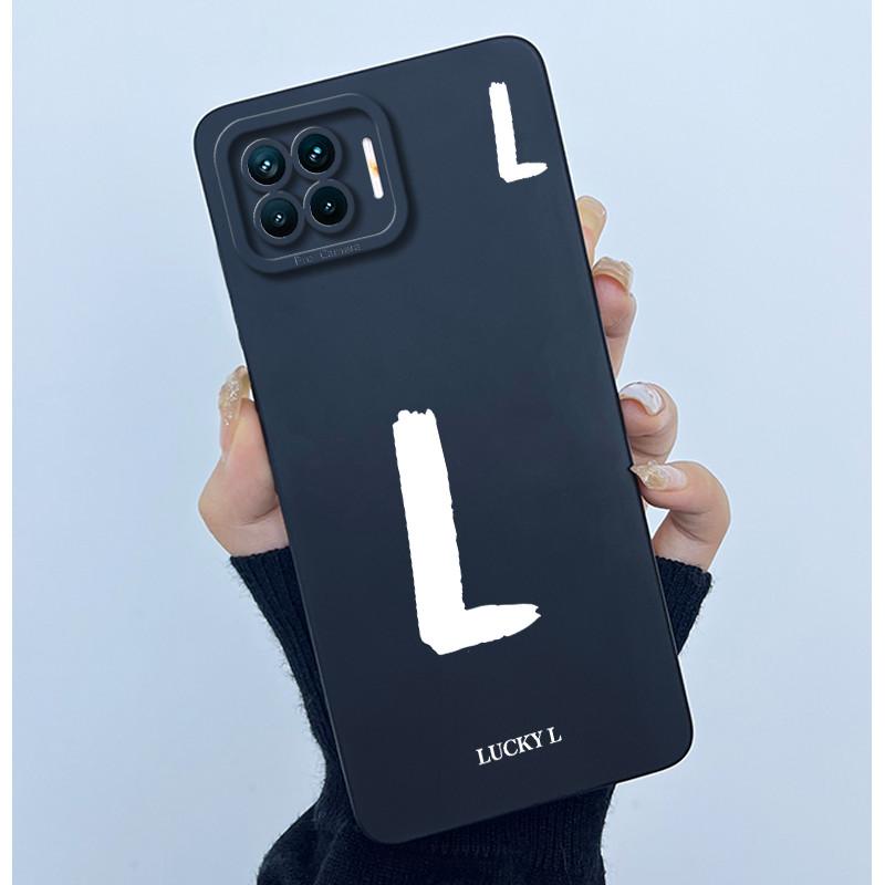 For OPPO F17 Oppo F17 Pro Case Oppo A73 A93 Reno 4F Back Cover TPU Silicon Lucky Initial Letter Couples Phone Bumper Soft Case