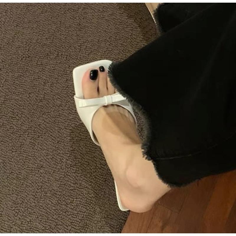 Fashion Bow Slippers High Heels Shoes Casual Fashion Sandals New Beach Dress Slides Pumps Designer Cozy Female Flip Flops Zapatos Mujer