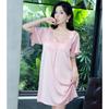 Pure Desire Cool Pink Lace Nightdress Thin Premium Court Style Short Sleeve Comfortable Pajamas Loungewear