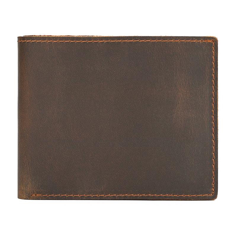 Crazy Horse Leather Men's Short Wallet Gift For Men Male Brand Designer Mans Coin Purse Retro Fashion Men Slim Card Purse Thick