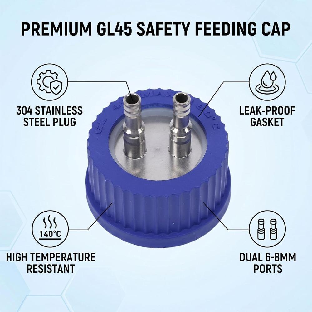 6-8mm Diameter Liquid Media Extractor Cap 2 Port Sampling Liquid Cap  For Lab