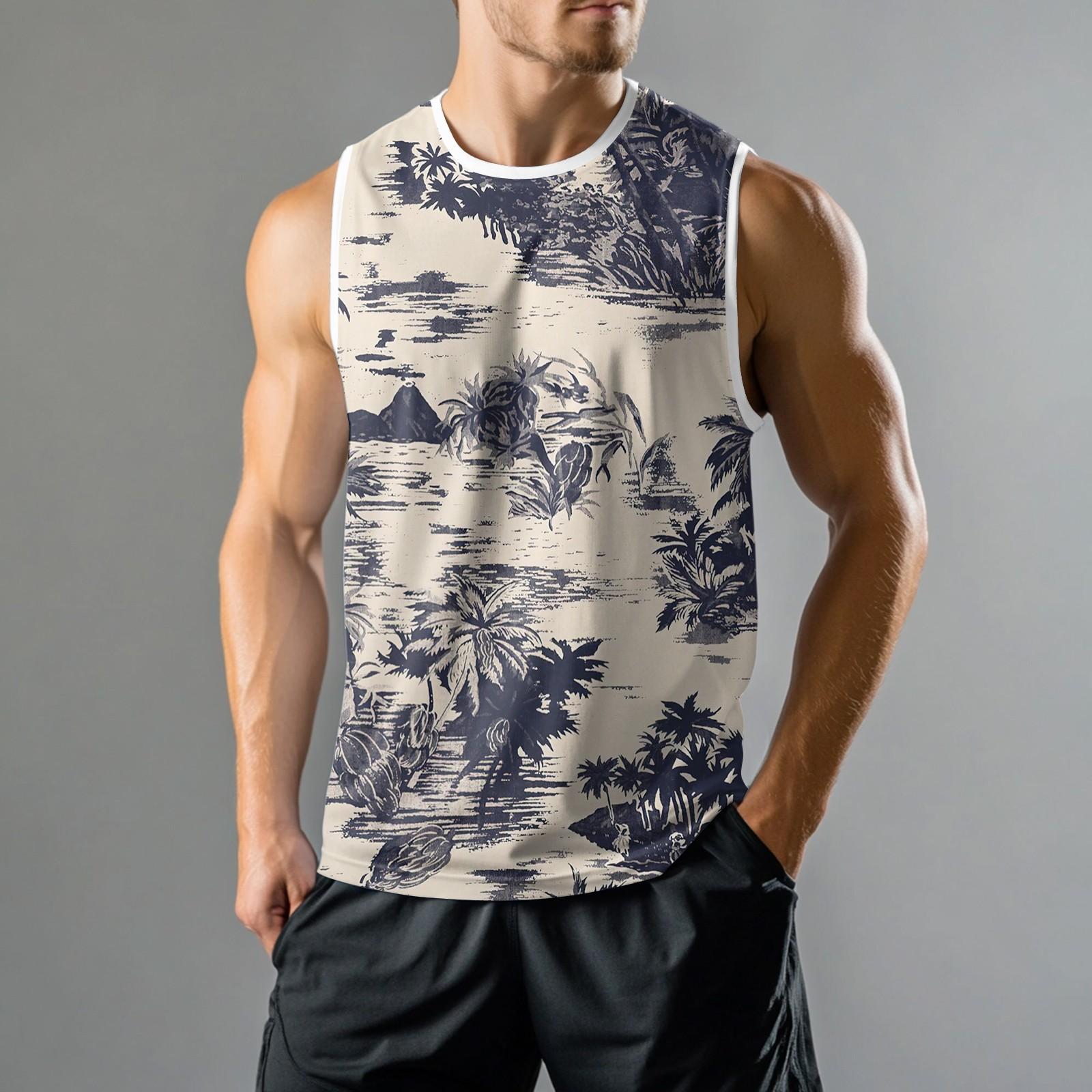 

Мужская мода принтованный спортивный повседневный жилет без рукавов XXL тёмно-синий