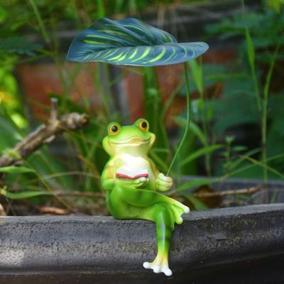 Garden Ornament for Resin Sitting Frog Frog Flower Pots Balcony Patio