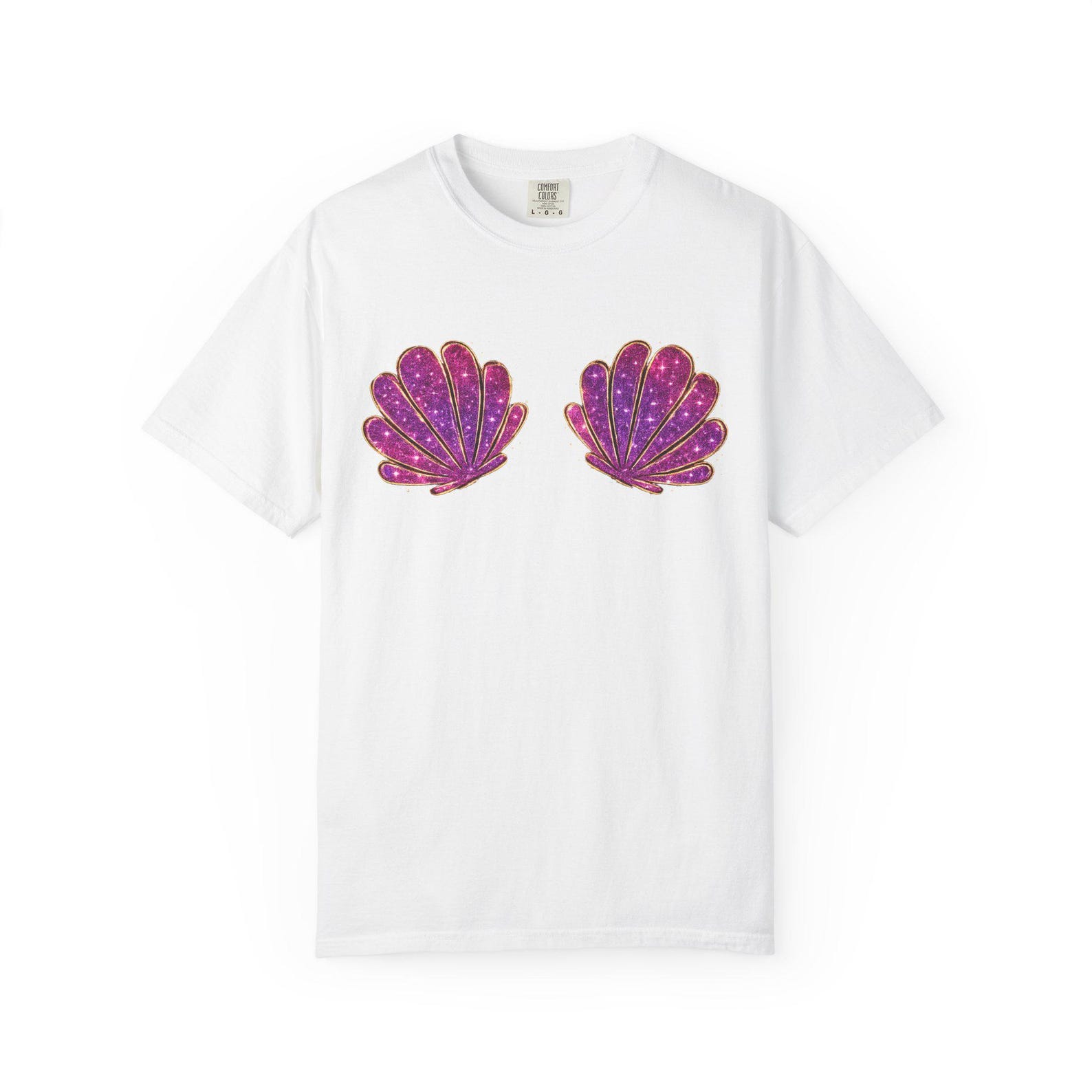 Purple Mermaid Shells T-Shirt | Seashell Graphic Tee, Beachy Ocean Design XL