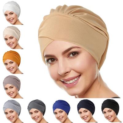 Elastic Cloth Sleeping Cap Multi-color Forehead Cross Folded Cap Headscarf Cap
