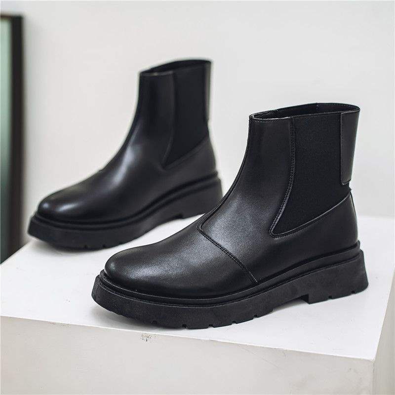 

Winter Chelsea boots men s British style Martin boots high-top cigarette tube short boots high heels increase the sense of business leather shoes 44 чорний