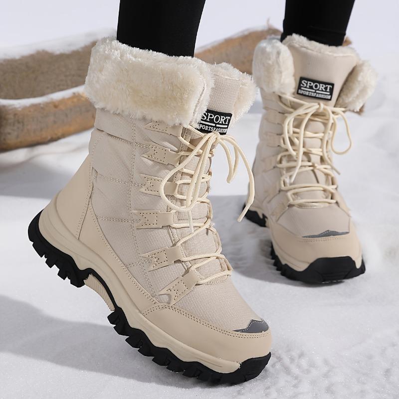 Women's Mid-Calf Boots Northern Winter Boots with Fleece Lining and Thick Sole for Warmth