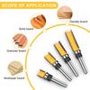 4Pcs 1/4'' Shank Top Bearing Flush Trim Carbide Router Bit Set Milling Cutter