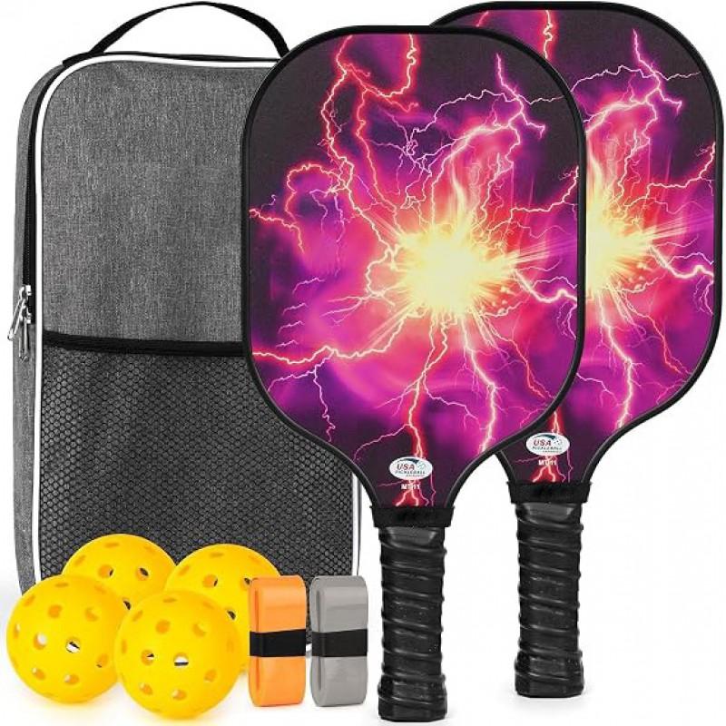 Beginner Pickleball Paddle Set Fiberglass Outdoor Sports Rackets With Balls New Players