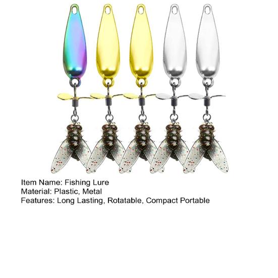 5Pcs Metal Propeller Fishing Lures Compact Portable Easy to Use Fly Spinning Propeller Metal Sequin Hard Baits