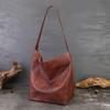 Johnature Borsa da Donna Retro di Grande Capacità Borsa a Tote in Vera Pelle Borsa a Spalla Versatile in Morbida Pelle di Mucca