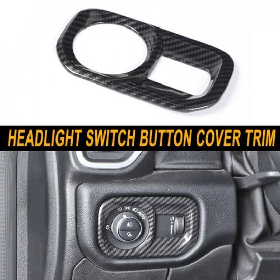 Headlight Lamp Switch Button Cover Trim Frame For Dodge Ram 1500 18+Carbon Fiber