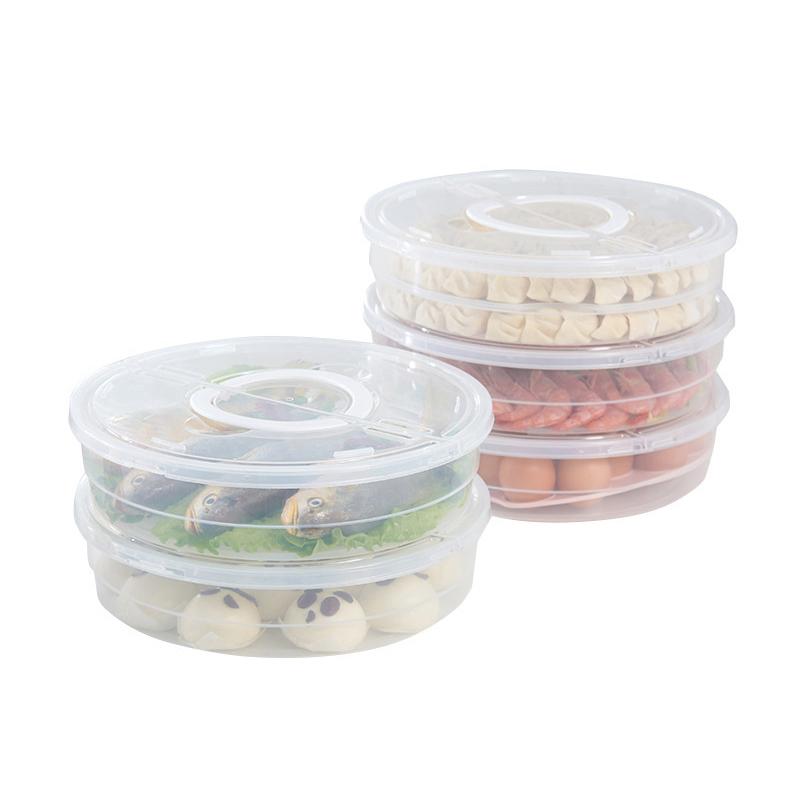 Kitchen Storage Box Refrigerator Organizer Transparent Food Containers Tray For Fruits Vegetables Meat Cake Pizza