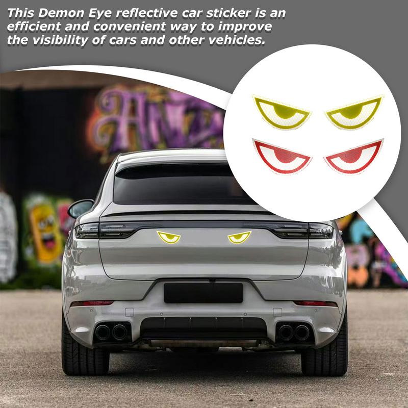 1Pair Evil Eyes Car Stickers Unique Creative Motorcycle Head Decal Reflective Bottle Body Sticker For Vehicle Customization