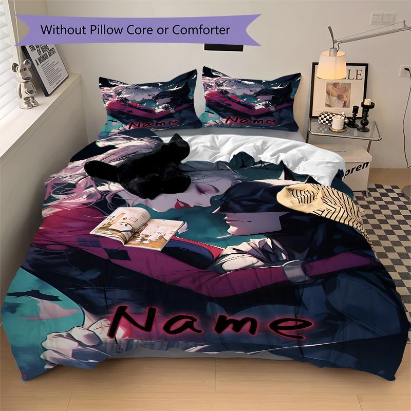 Custom Textile Harley Quinn Bedding 3 Piece Set HD Print Duvet Cover Pillowcases for Teens Adult Bedroom Decoration