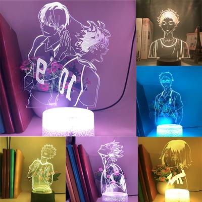 Lampa Haikyuu Tsukishima Kei Lampki Nocne Kenma Kozume LED Akrylowa Biurkowa USB Oświetlenie 3D Prezent Wystrój Sypialni