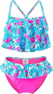 Ikali Girls' Two-Piece Flamingo Swimsuit Upf50+ 110