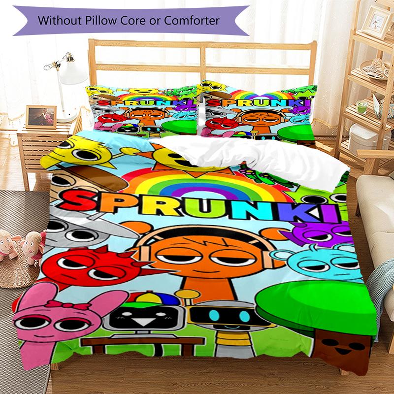 Juego de Ropa de Cama Sprunki de 3 Piezas Funda Nórdica con Cierre Incluye 1 Funda Nórdica y 2 Fundas de Almohada, Suave y Cómodo para Todas las Estaciones.