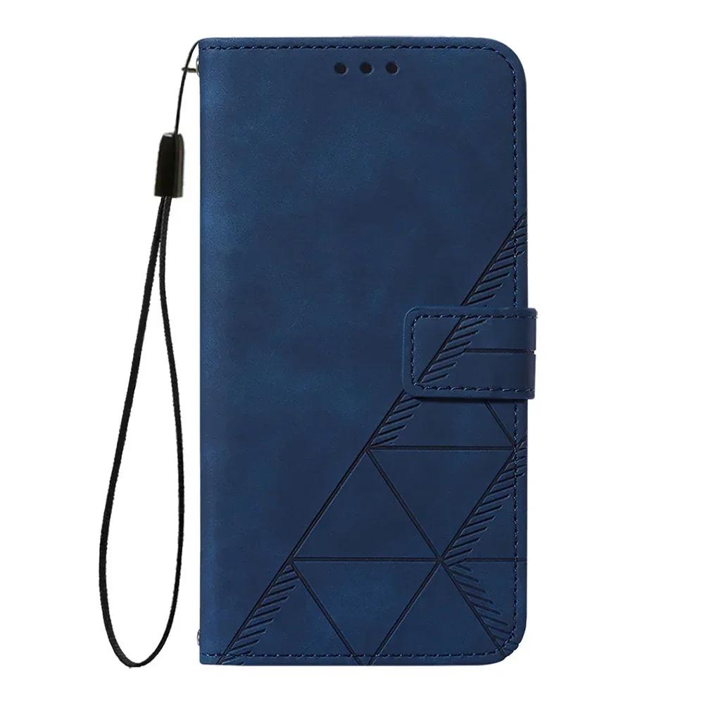 Geometric Leather Wallet Case For ZTE Blade A76 A75 A73 A55 A53 Plus A52 A35 Core V60 V80 Vita Nubia Focus 2 Ultra Calf P9 Pro