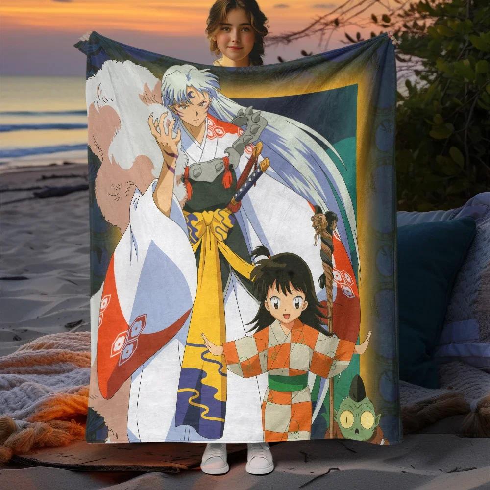 Inuyasha Cartoon Printing Blanket Large Sofa Soft Warm Flannel Throw Blanket Camping,Outdoors,Picnic,Travel,Airplane Blanket.