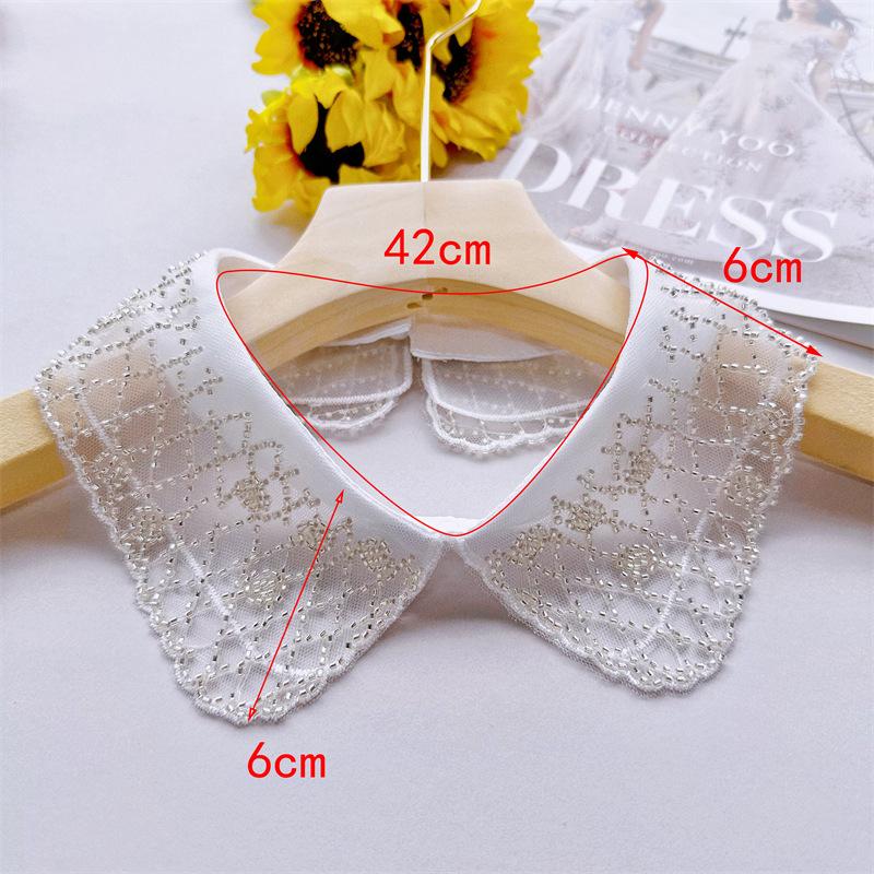 Elegant Detachable Lace Collar Embroidered Beaded False Collar Half Shirt Collar For Women Blouse Decoration Accessories
