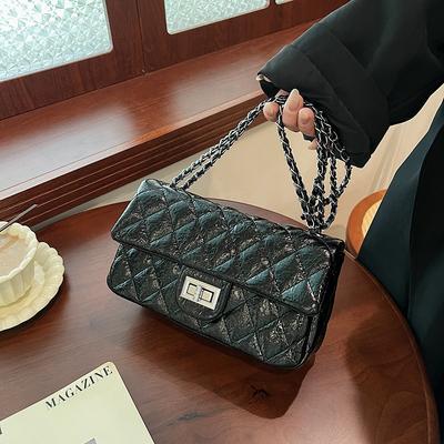 Bolso de cadena de diamantes de moda nuevo de otoño e invierno, bandolera única, bolso cuadrado pequeño