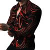 Men Shirt Long Sleeve Turn-down Collar Colorful Print Single-breasted Summer Top Men Clubwear