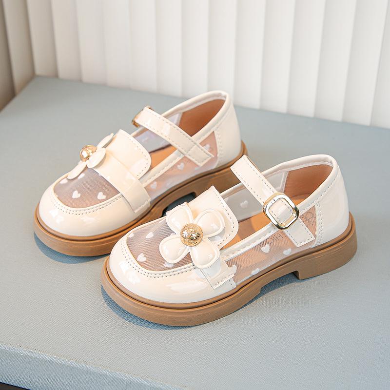 

Girls leather shoes net shoes 2025 spring and summer new girls leather shoes Korean version hollow breathable little girl princess soft sole single 26-30 yards FCL shot 50 pairs