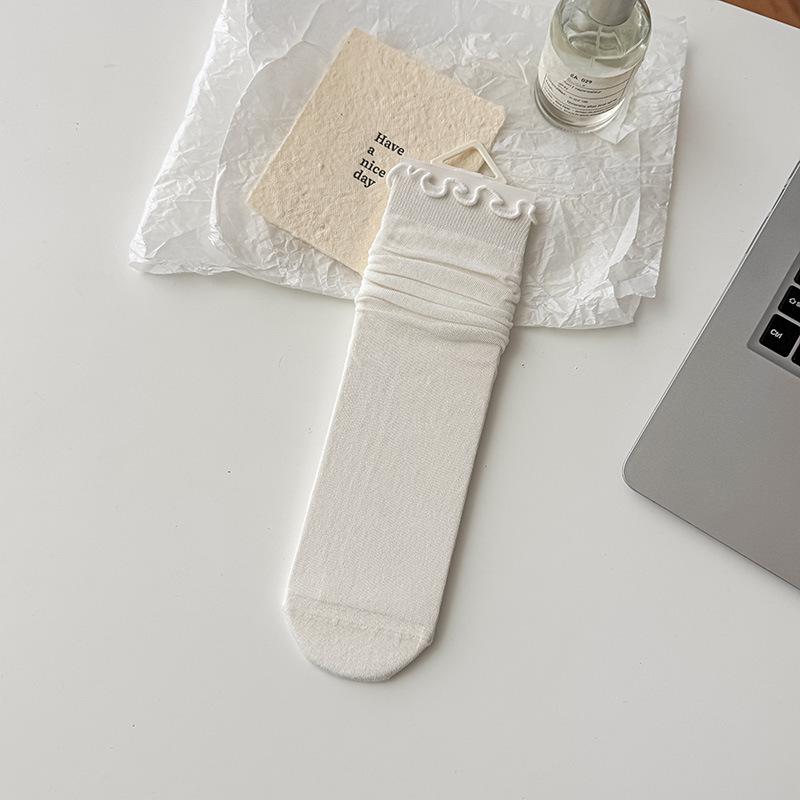 

Women s Ballet Style Mid-Calf Ruffle Socks, Spring/Summer, Seamless Mulberry Silk, Solid Color, Versatile and Thin. One Size