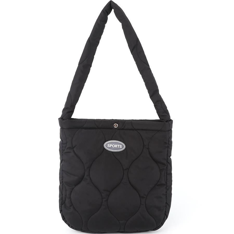 

New ultra-light nylon cloth cotton-filled bag, simple and fashionable armpit bag in autumn and winter, high-end sense and large-capacity shoulder bag. чорний