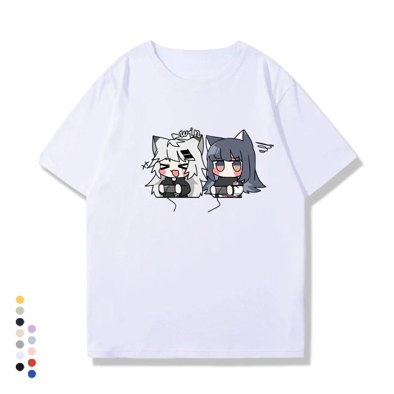 Hot Japan Anime Arknights Tshirt Funny Kawaii Texas and Lappland Graphic Printed T Shirt Korea Style Couple Clothes Casual Tees