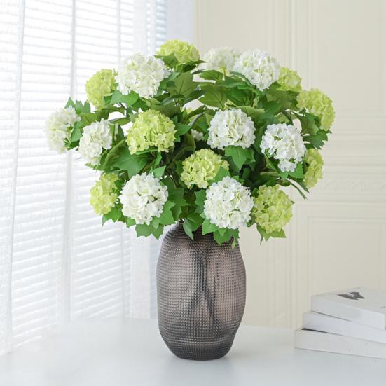 Faux Hydrangea with Bendable Stem Realistic Simulated Hydrangea Long-lasting Fake Flowers for Floral Arrangements Home Decor Weddings