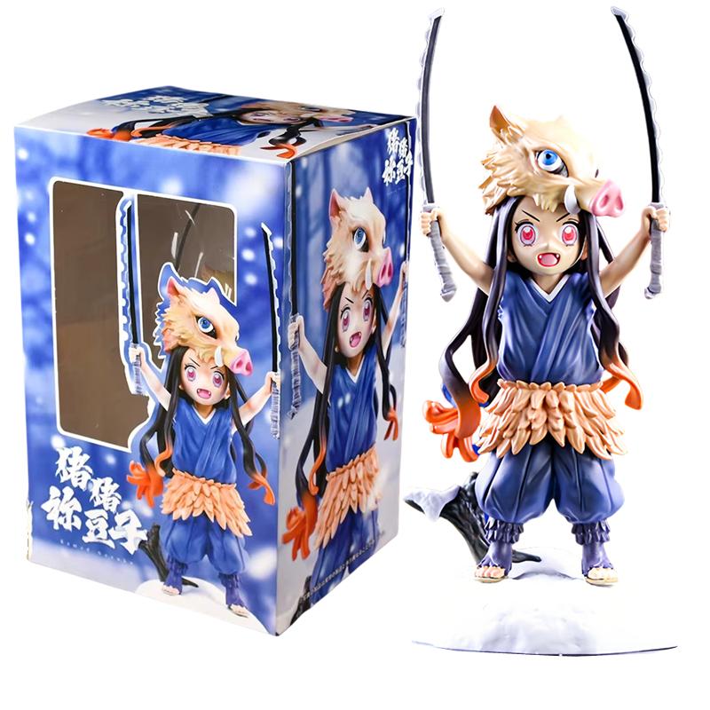 19.5CM Demon Slayer Kamado Nezuko COS Inosuke Kimetsu No Yaiba Pig Head Collection Action Figures PVC Model Toys Doll Gifts